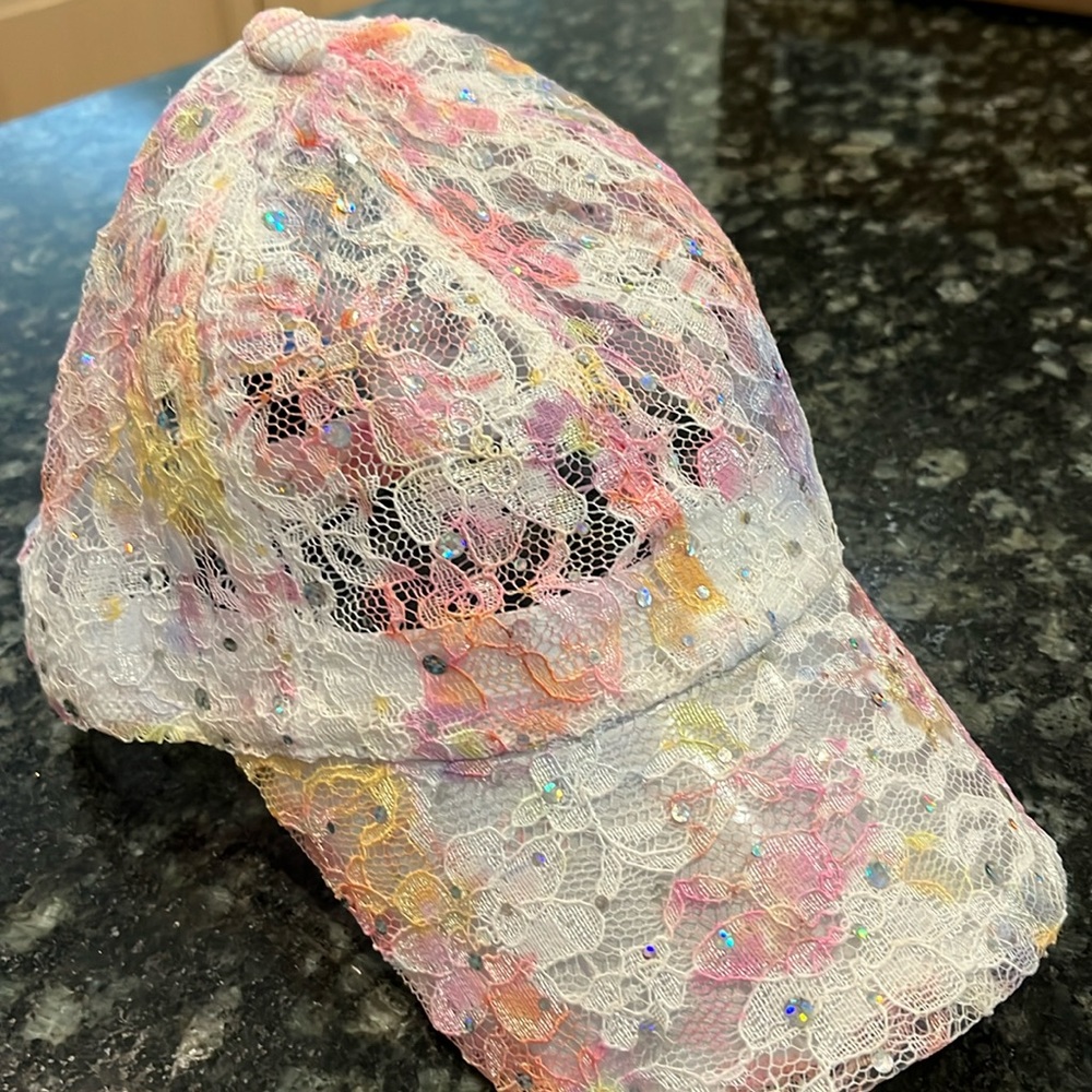 Ball cap with lace and bling. One size.  NWT